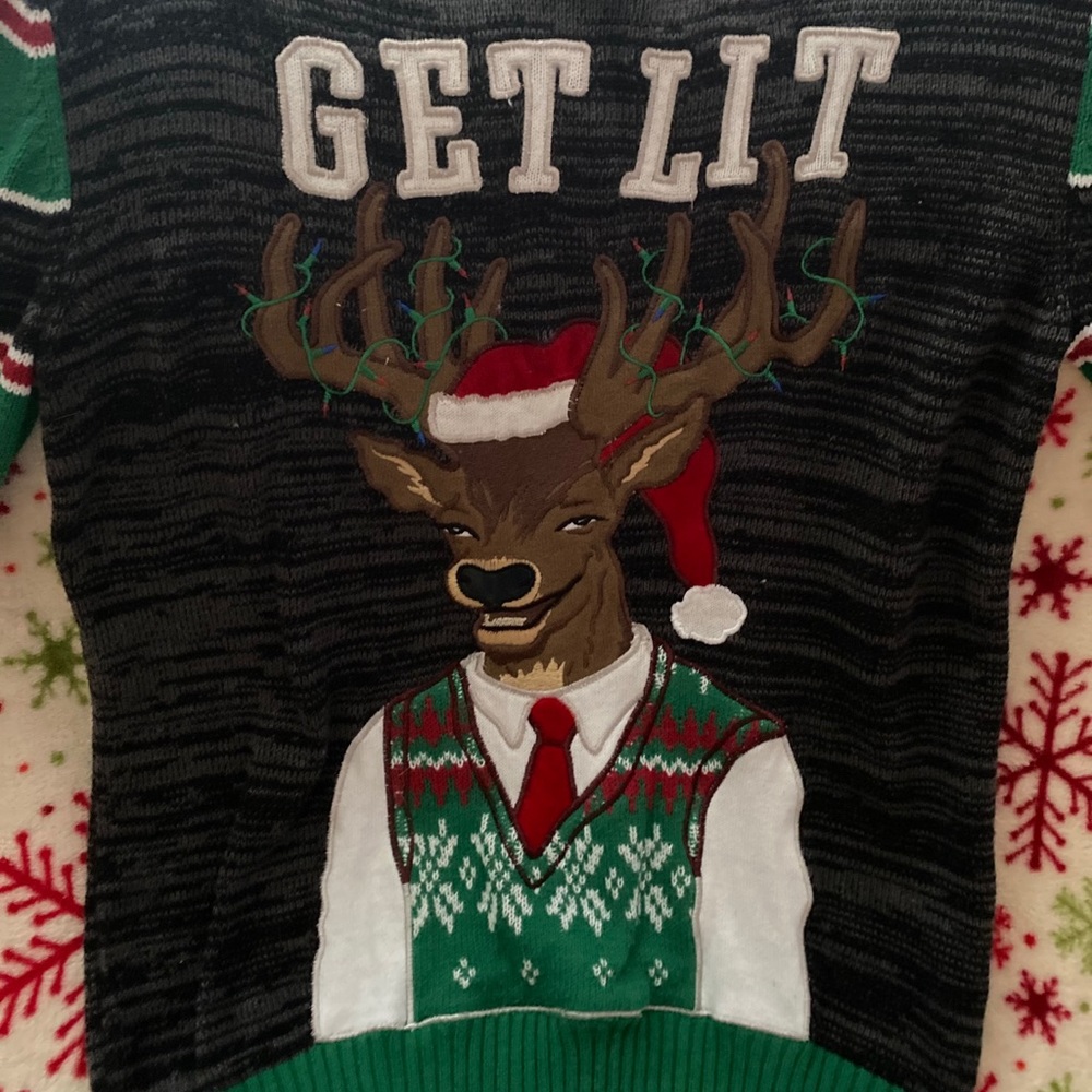 Ugly Christmas Sweater “GET LIT” Men’s Size Small